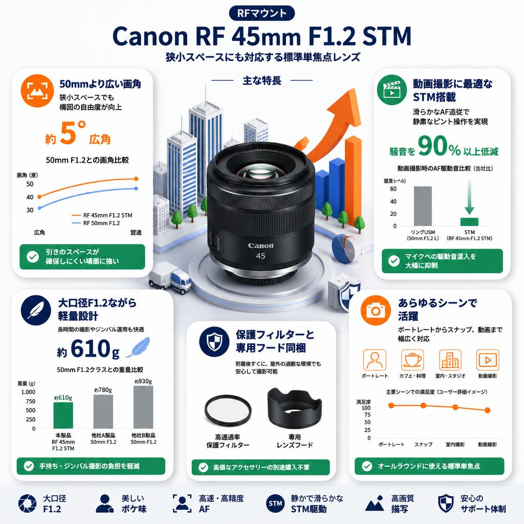 Canon RF 45mm F1.2 STM RFマウント セールスポイント