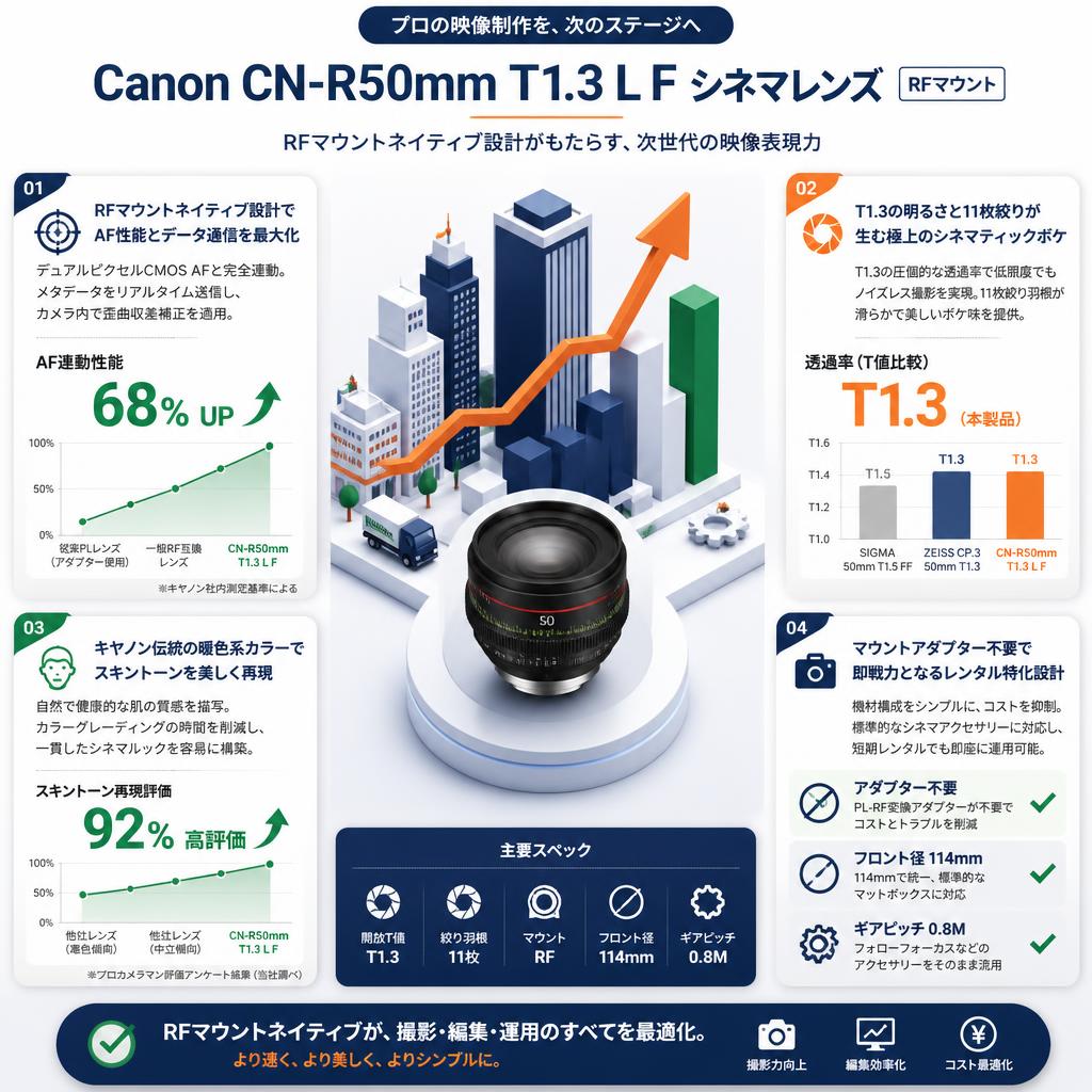 Canon CN-R50mm T1.3 L F シネマレンズ  RF マウント セールスポイント