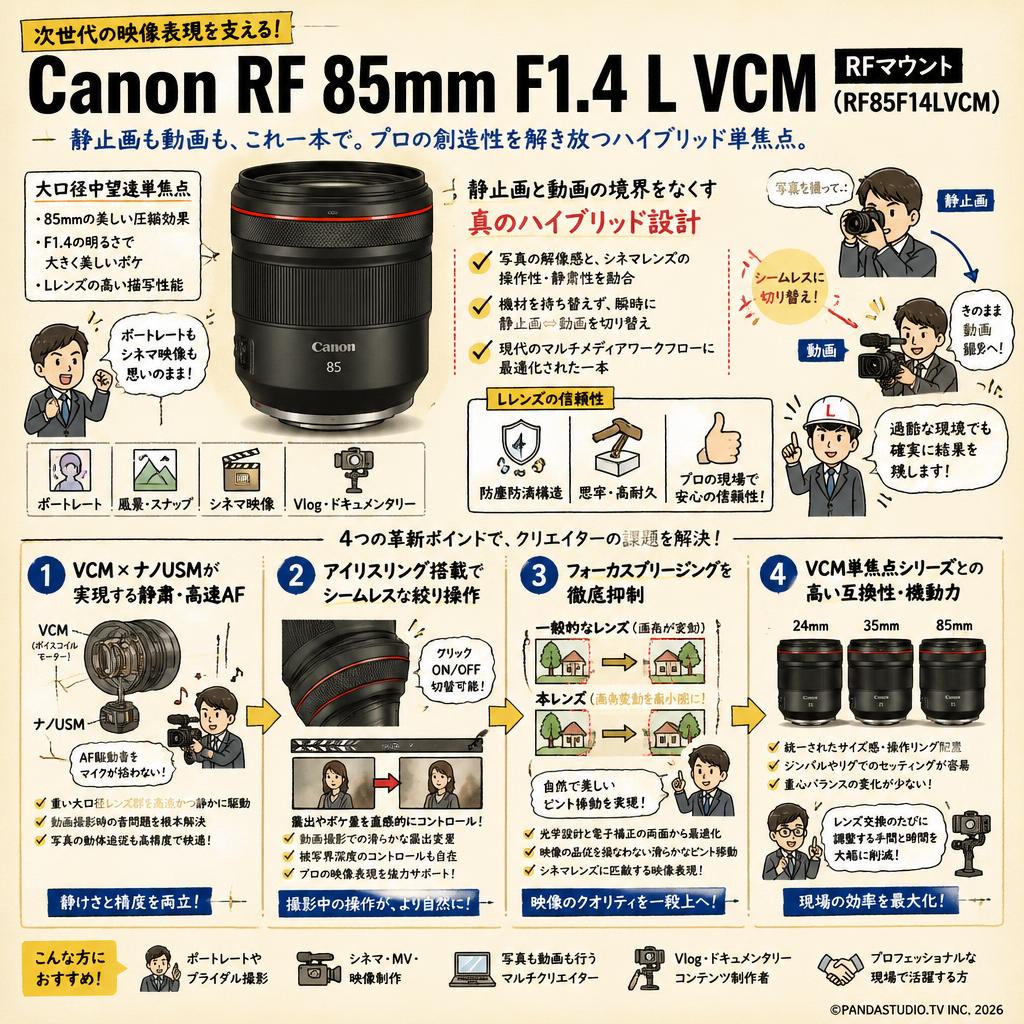 Canon RF 85mm F1.4 L VCM RFマウント (RF85F14LVCM) 概要