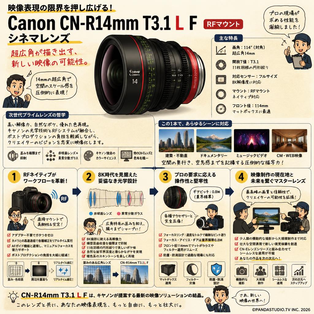 Canon CN-R14mm T3.1 L F シネマレンズ  RF マウント 概要