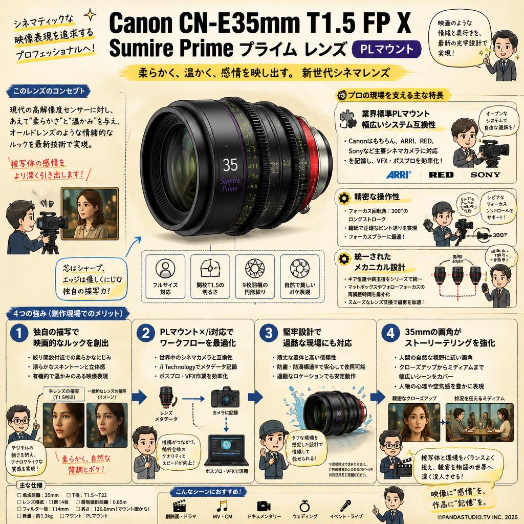 Canon CN-E35mm T1.5 FP X Sumire Prime プライム レンズ PLマウント 概要