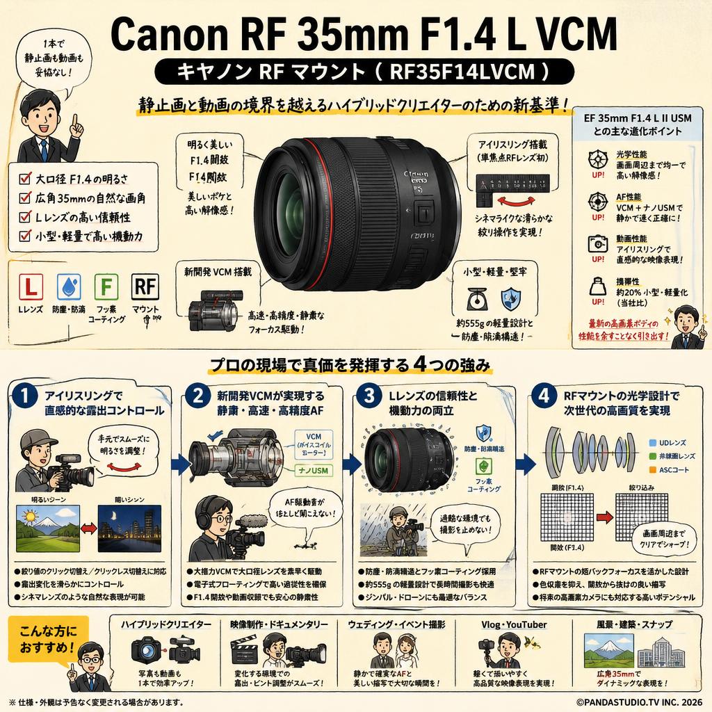 Canon RF 35mm F1.4 L VCM  キヤノン RF マウント （ RF35F14LVCM ） 概要