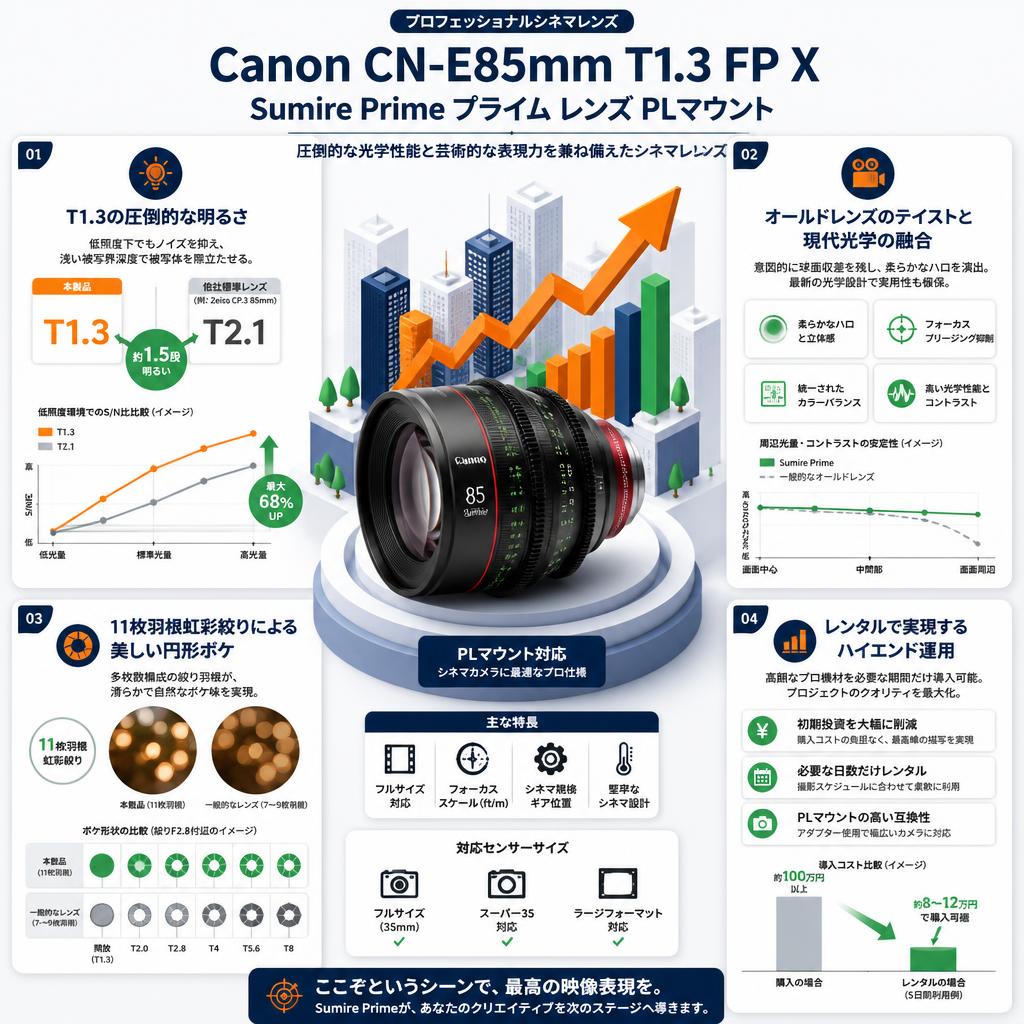 Canon CN-E85mm T1.3 FP X Sumire Prime プライム レンズ PLマウント セールスポイント