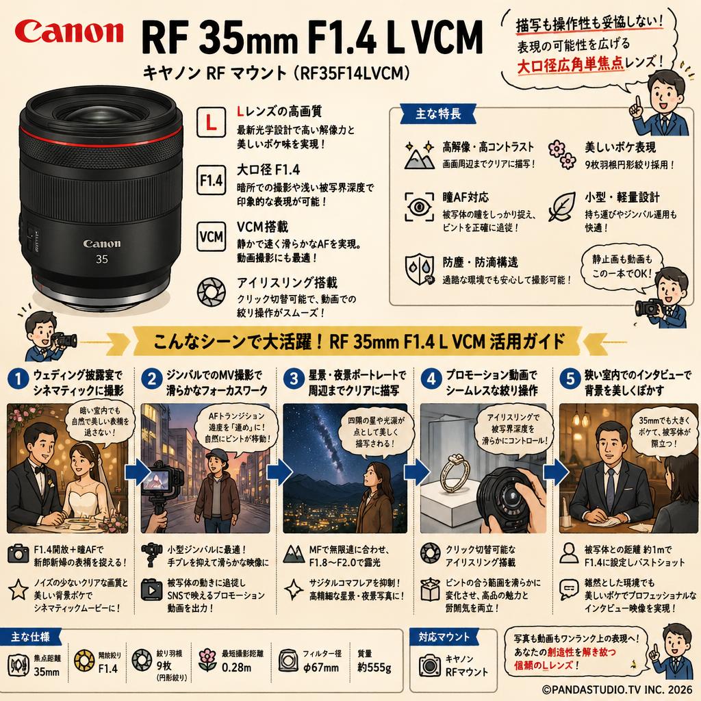Canon RF 35mm F1.4 L VCM  キヤノン RF マウント （ RF35F14LVCM ） 用途
