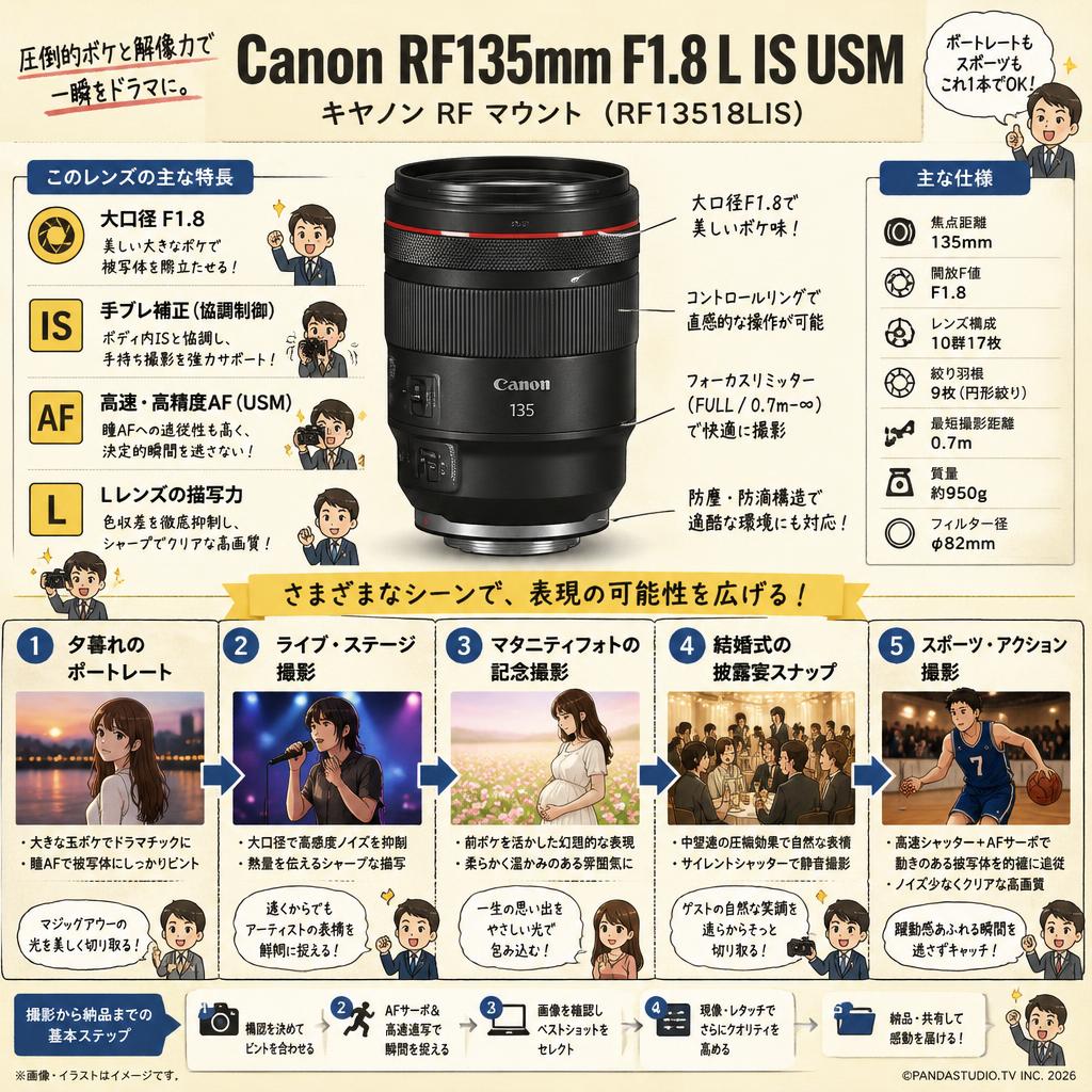 Canon RF135mm F1.8 L IS USM キヤノン RF マウント （ RF13518LIS ） 用途