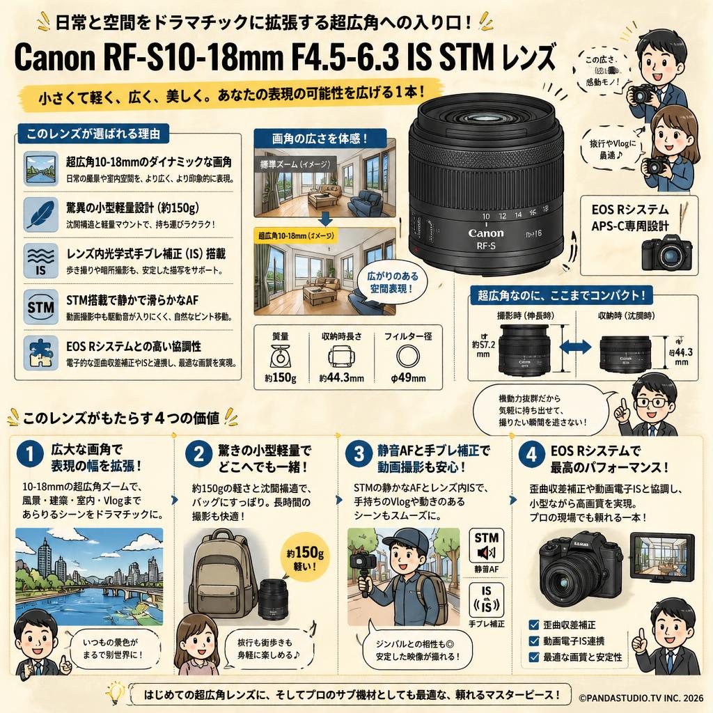 Canon RF-S10-18mm F4.5-6.3 IS STM レンズ 概要