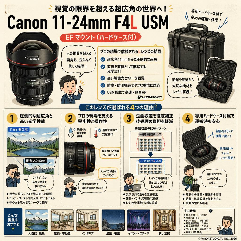 Canon 11-24mm F4L USM  EF マウント (ハードケ－ス付) 概要