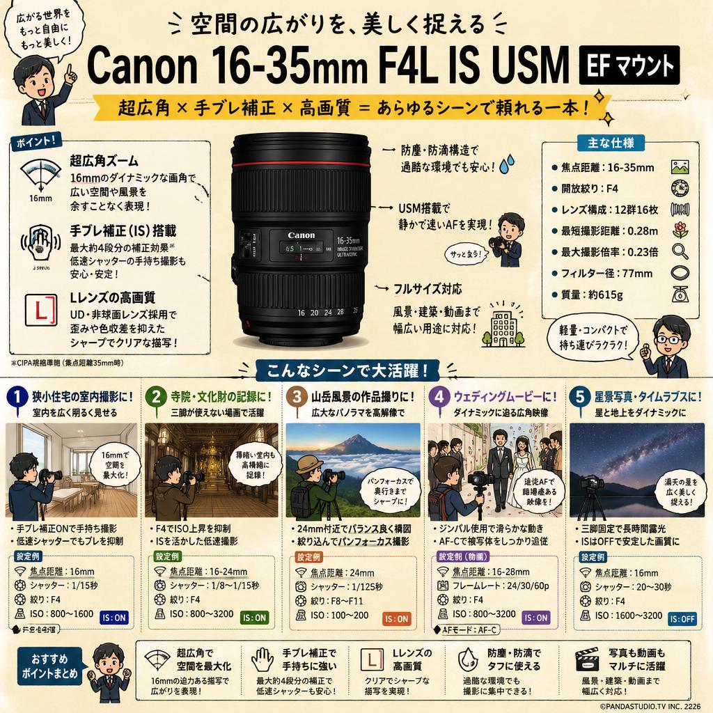 Canon 16-35mm F4L IS USM EF マウント 用途
