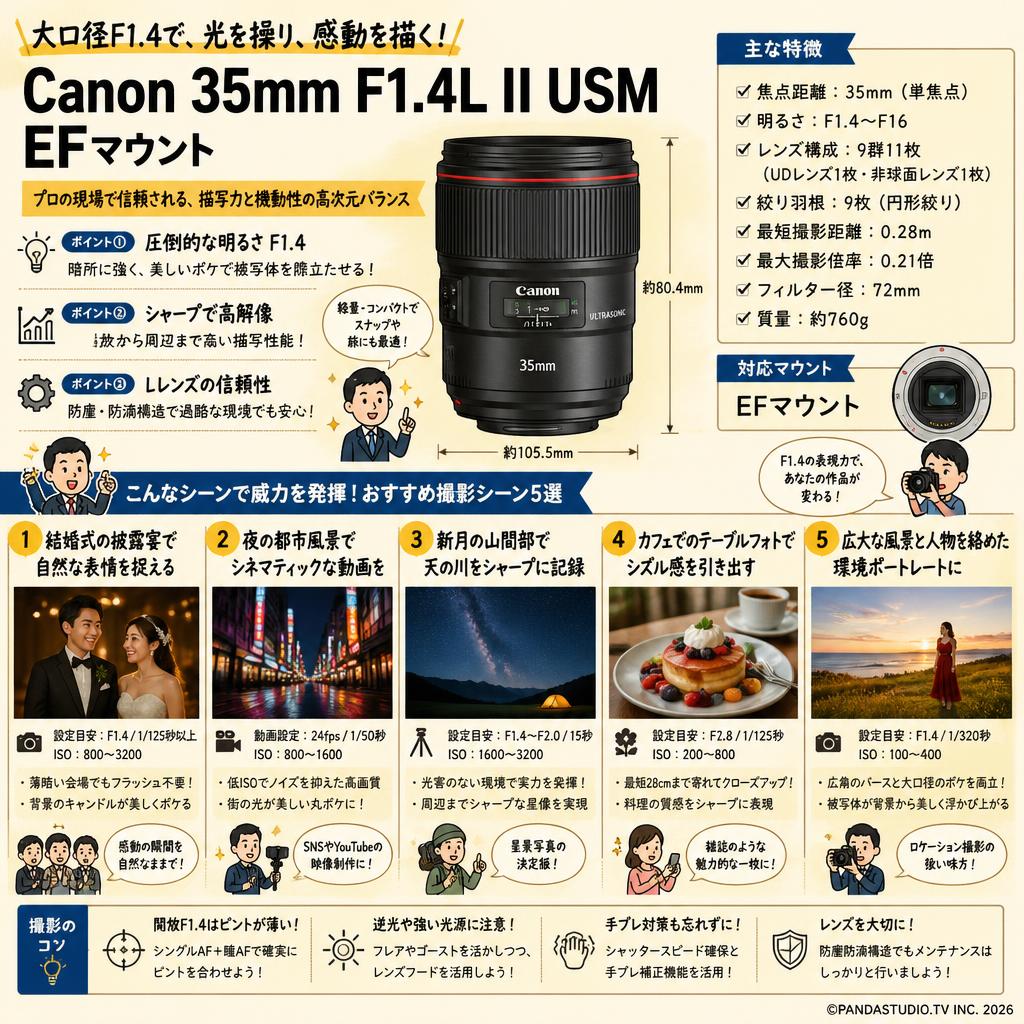 Canon 35mm F1.4L II USM EF マウント 用途