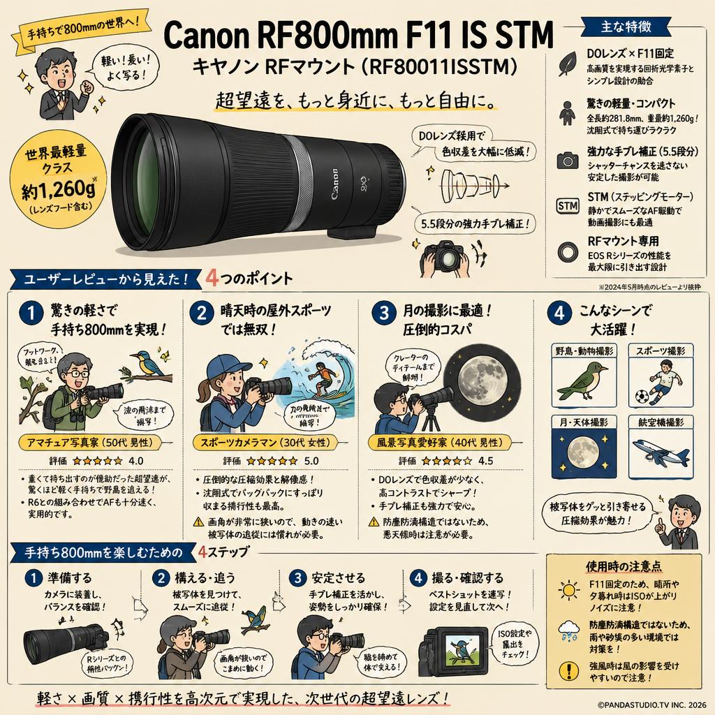 Canon RF800mm F11 IS STM キヤノン RF マウント （ RF80011ISSTM ） インターネット上のお客様の声（評判）