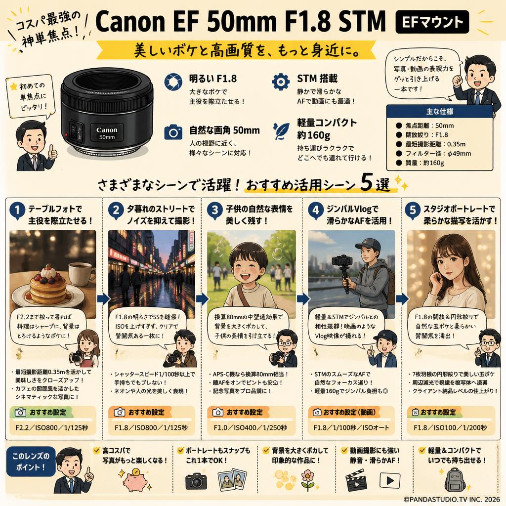 Canon EF 50mm F1.8 STM EFマウント 用途
