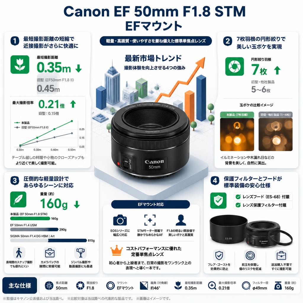 Canon EF 50mm F1.8 STM EFマウント セールスポイント