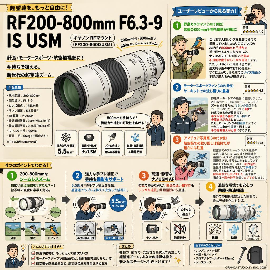 Canon RF200-800mm F6.3-9 IS USM キヤノン RFマウント （ RF200-800ISUSM ） インターネット上のお客様の声（評判）