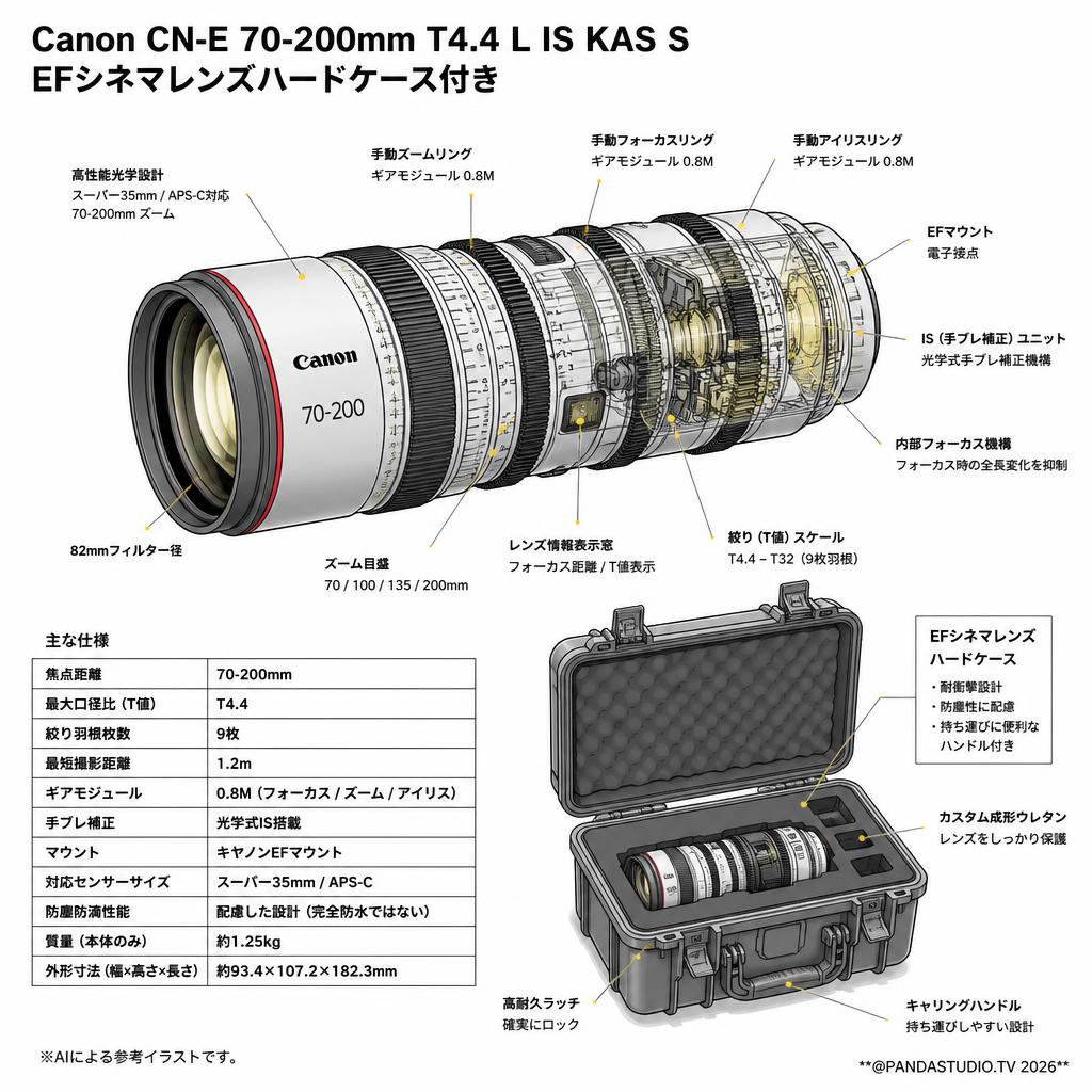 Canon CN-E 70-200mm T4.4 L IS KAS S  EFシネマレンズハードケース付き スペック