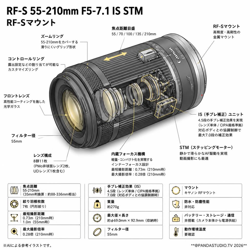 Canon RF-S 55-210mm F5-7.1 IS STM RF-Sマウント スペック