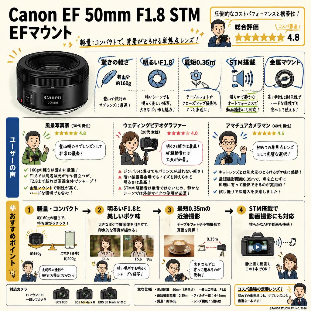 Canon EF 50mm F1.8 STM EFマウント インターネット上のお客様の声（評判）