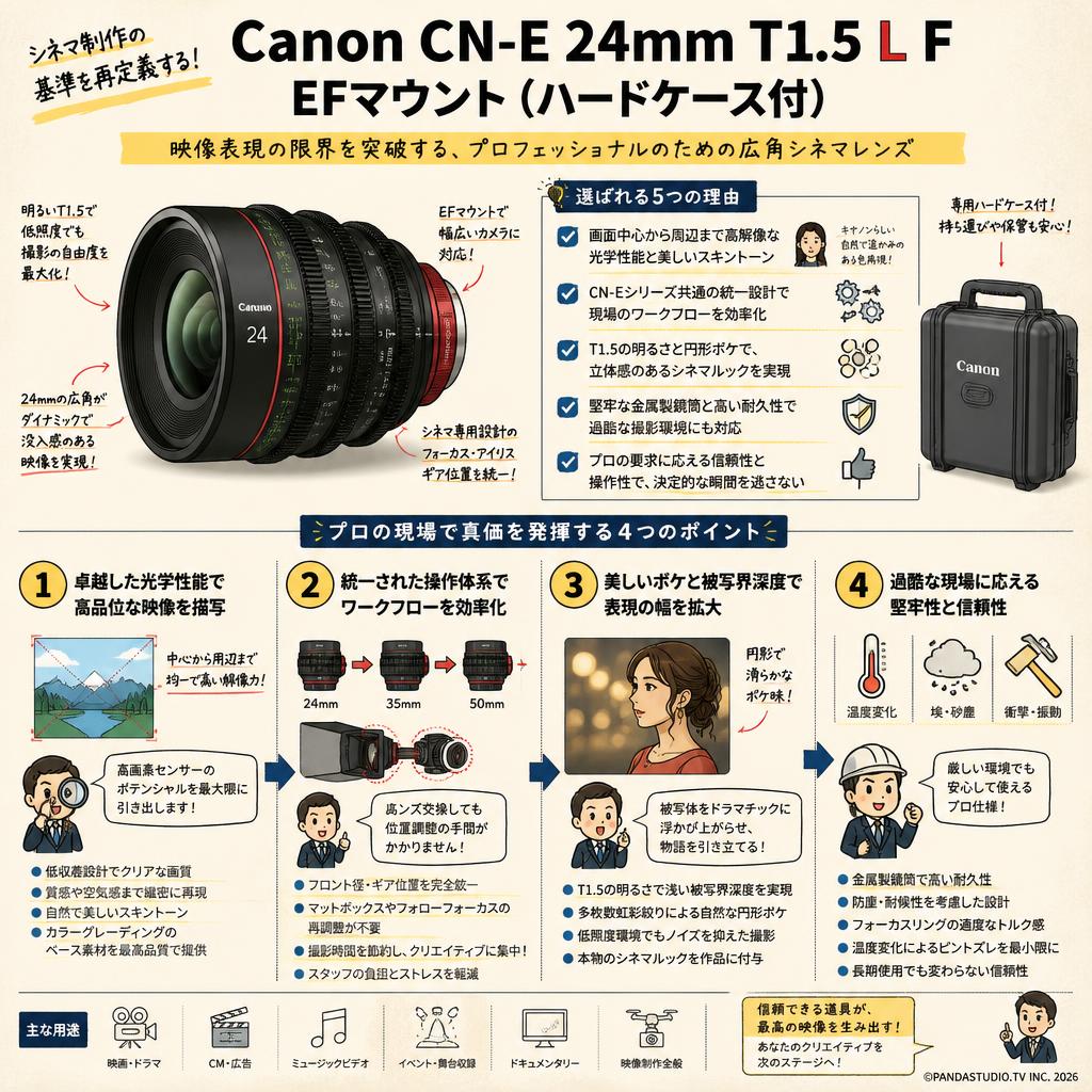 Canon CN-E 24mm T1.5 L F EFマウント（ハードケース付） 概要