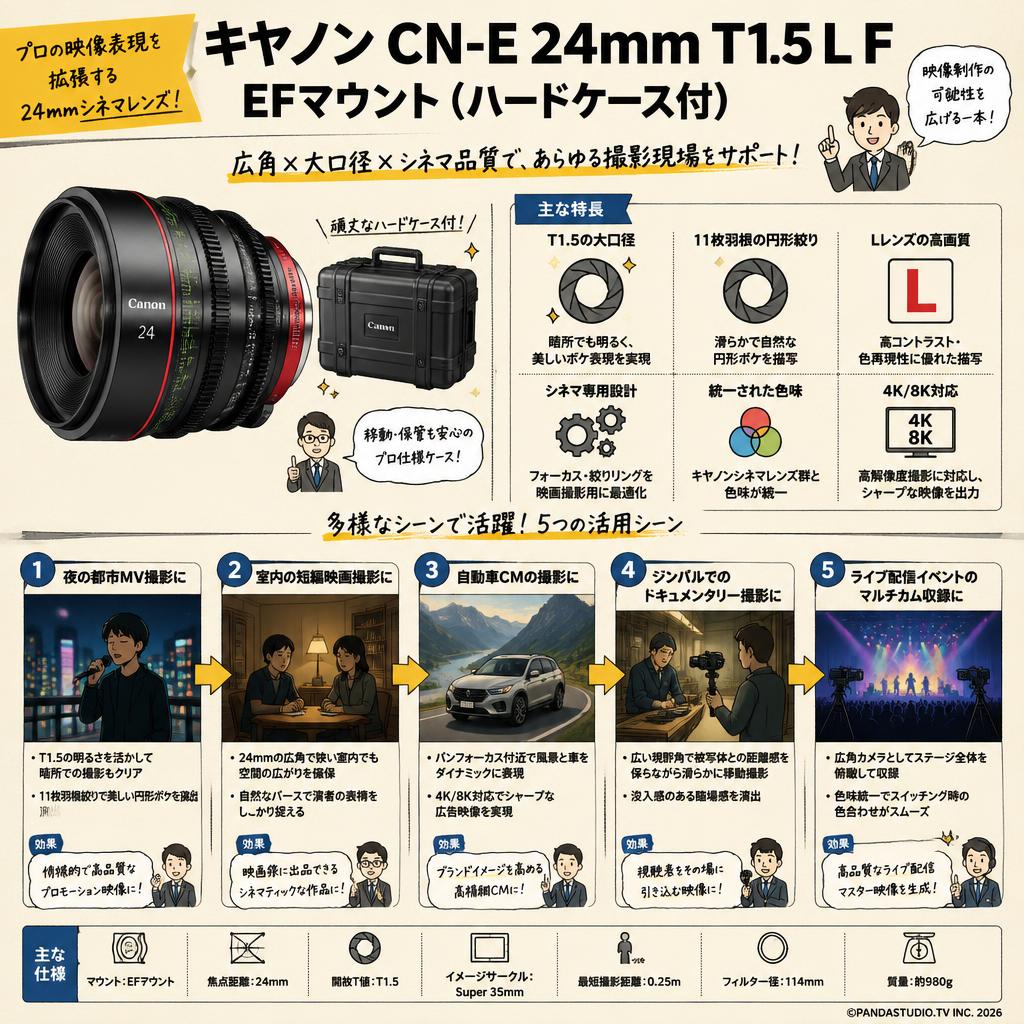 Canon CN-E 24mm T1.5 L F EFマウント（ハードケース付） 用途