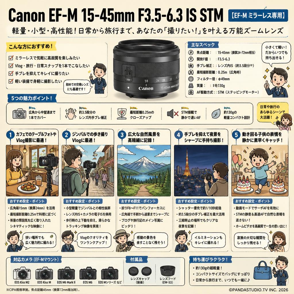 Canon EF-M 15-45mm F3.5-6.3 IS STM 【EF-M ミラーレス専用】 用途