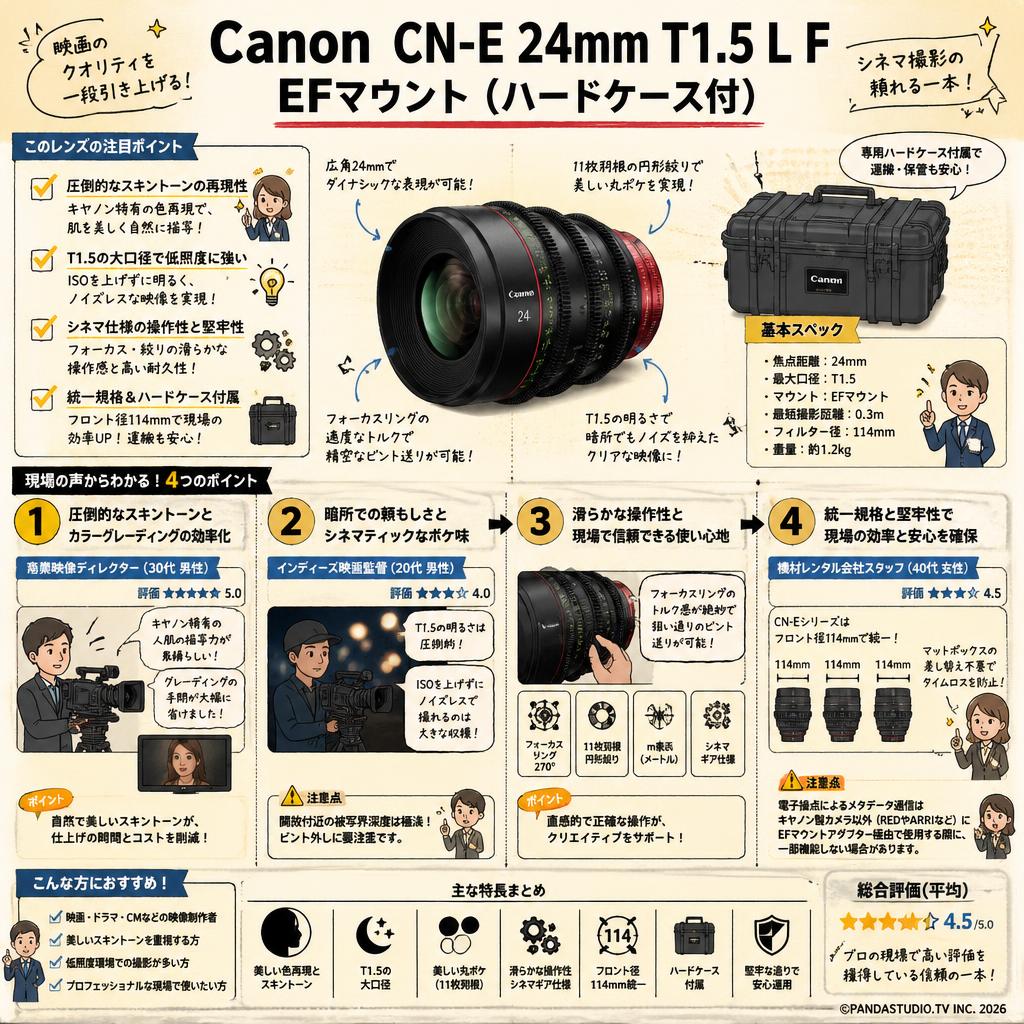 Canon CN-E 24mm T1.5 L F EFマウント（ハードケース付） インターネット上のお客様の声（評判）