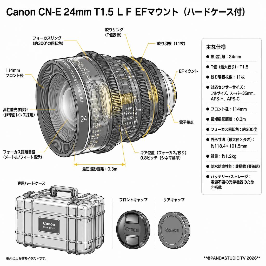 Canon CN-E 24mm T1.5 L F EFマウント（ハードケース付） スペック