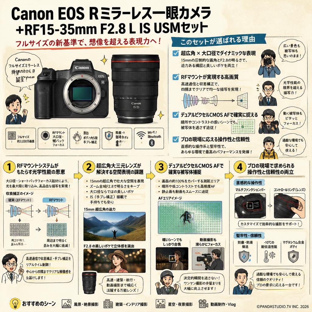 Canon EOS Rミラーレス一眼カメラ+RF15-35mm F2.8 L IS USMセット 概要