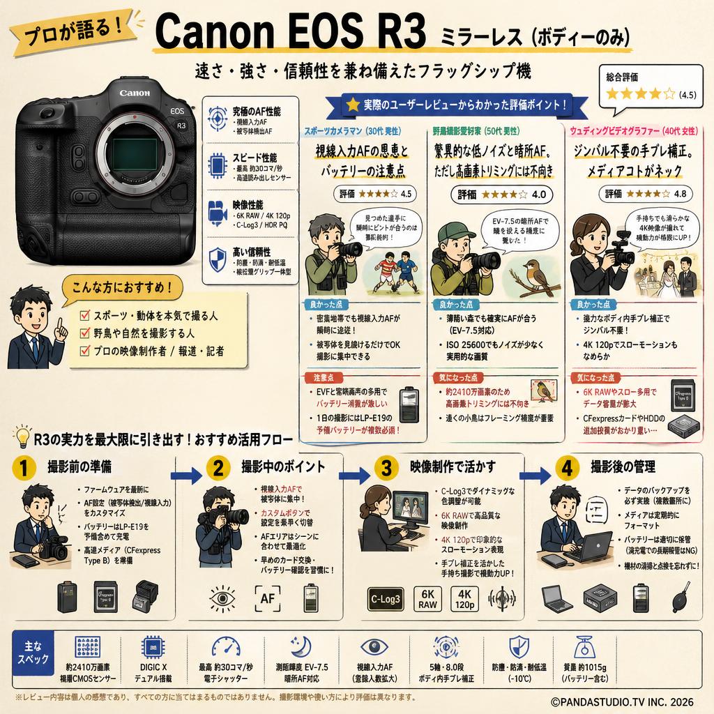 Canon EOS R3 ミラーレス(ボディーのみ） インターネット上のお客様の声（評判）