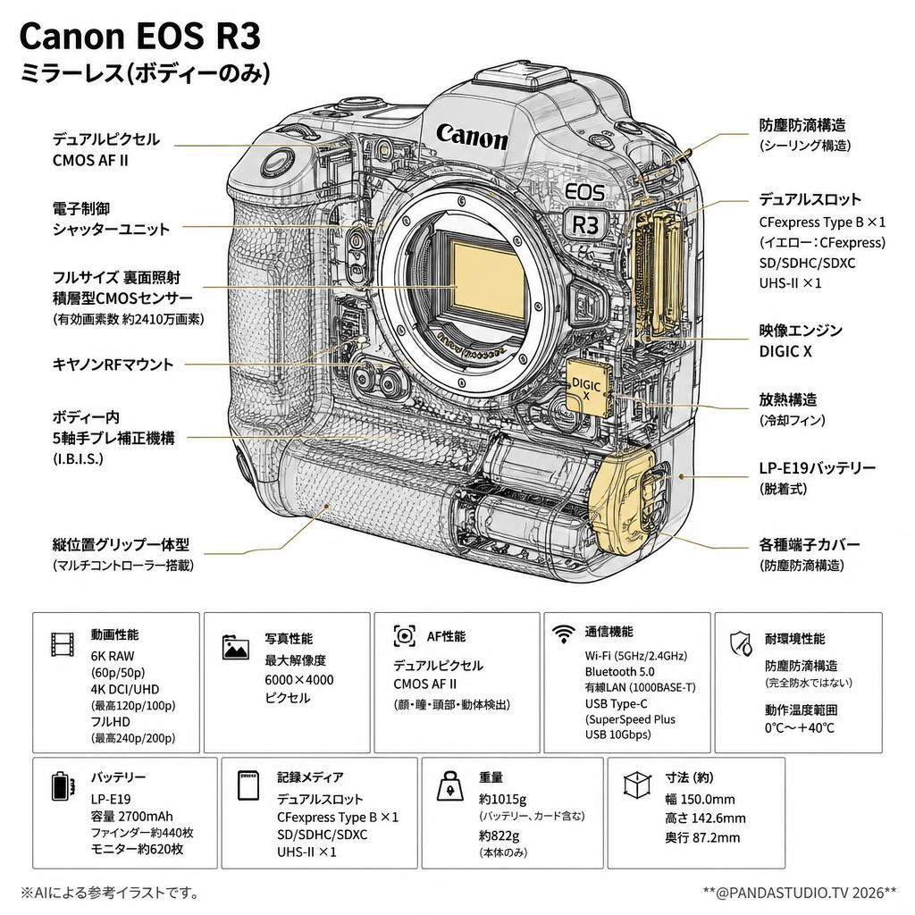 Canon EOS R3 ミラーレス(ボディーのみ） スペック