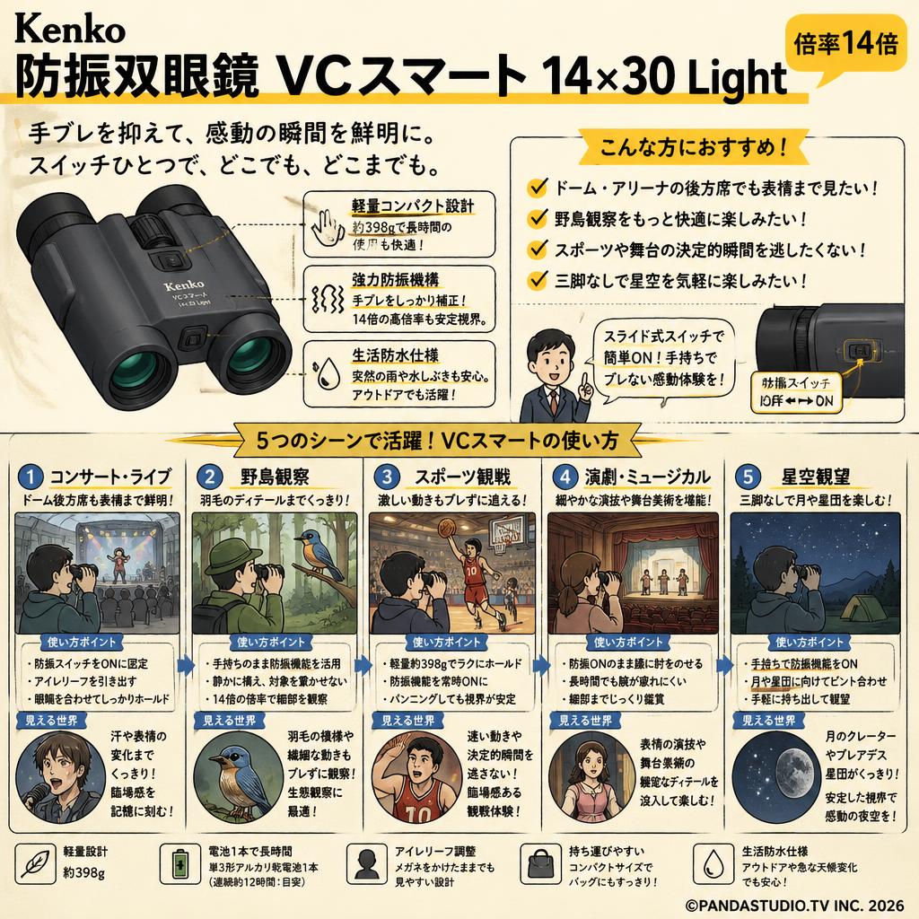 Kenko 防振双眼鏡 VCスマート 14×30 Light 倍率14倍 用途