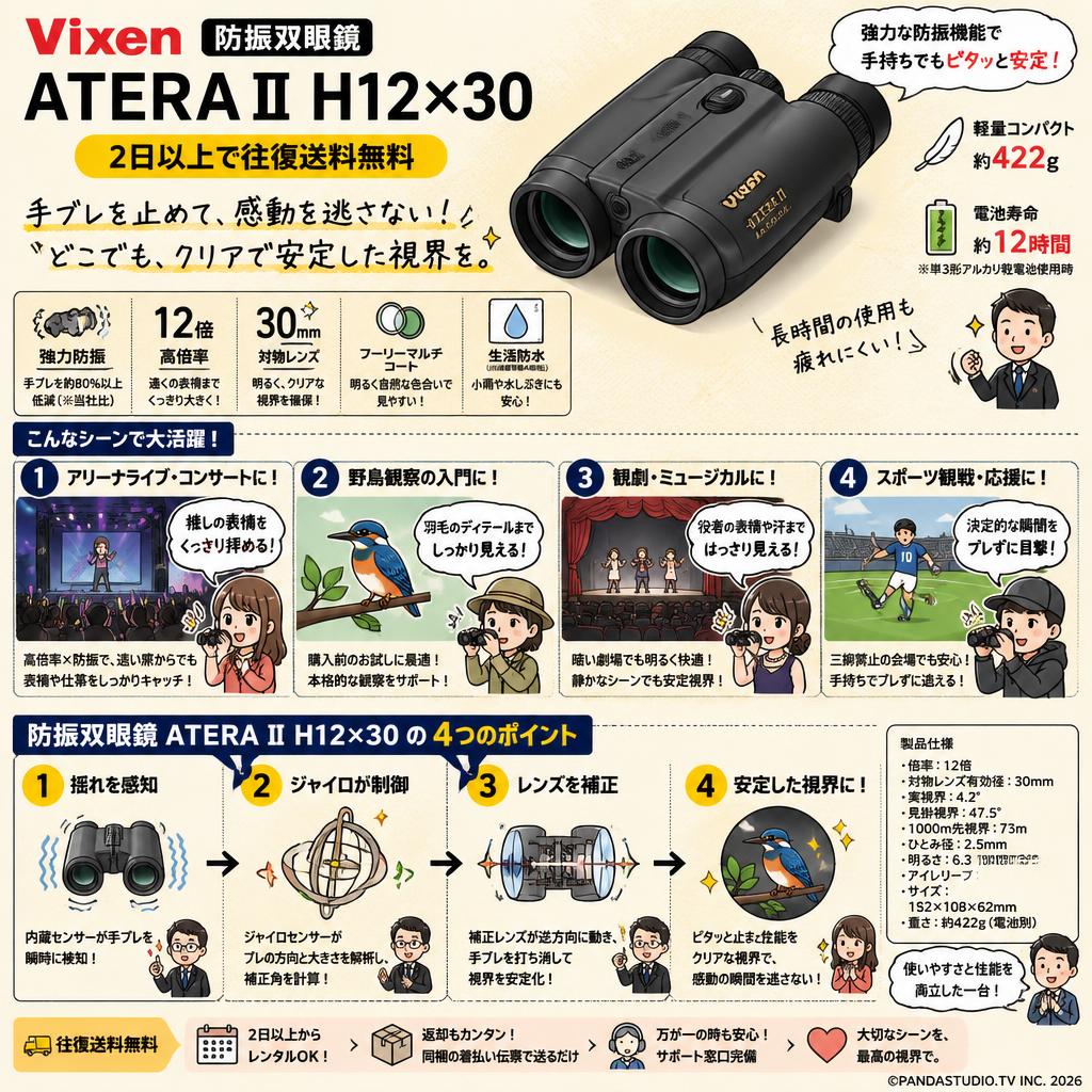 Vixen 防振双眼鏡 ATERA II H12×30 【2日以上で往復送料無料】 おもな対象のお客様