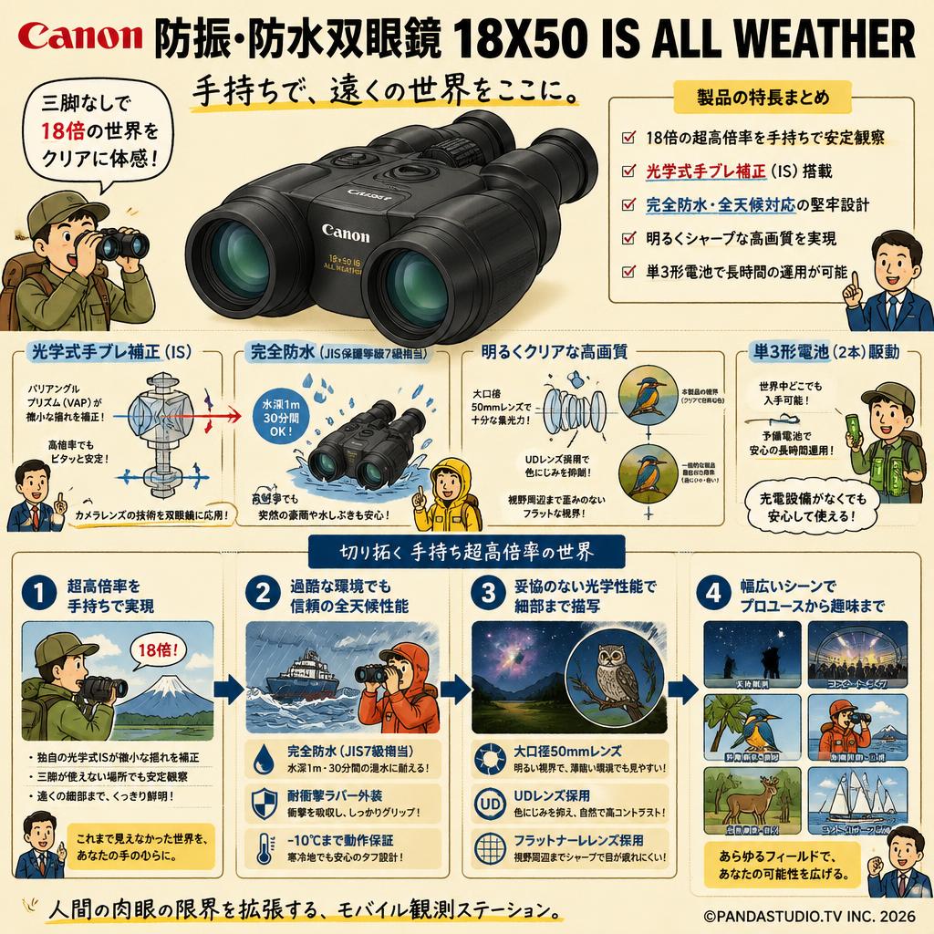 Canon 防振・防水双眼鏡 18X50 IS ALL WEATHER 概要