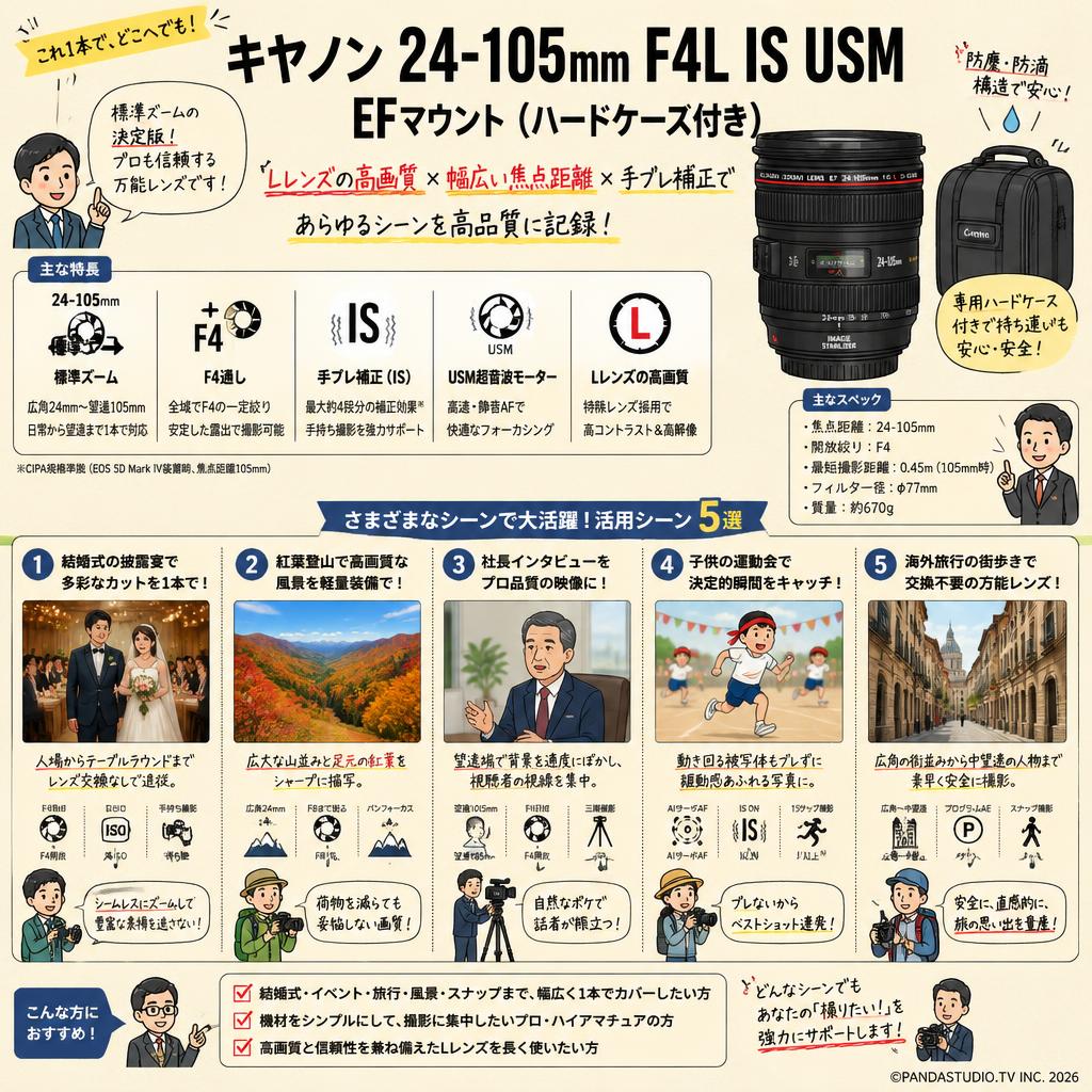 Canon 24-105mm F4L IS USM EFマウント(ハードケース付き) 用途