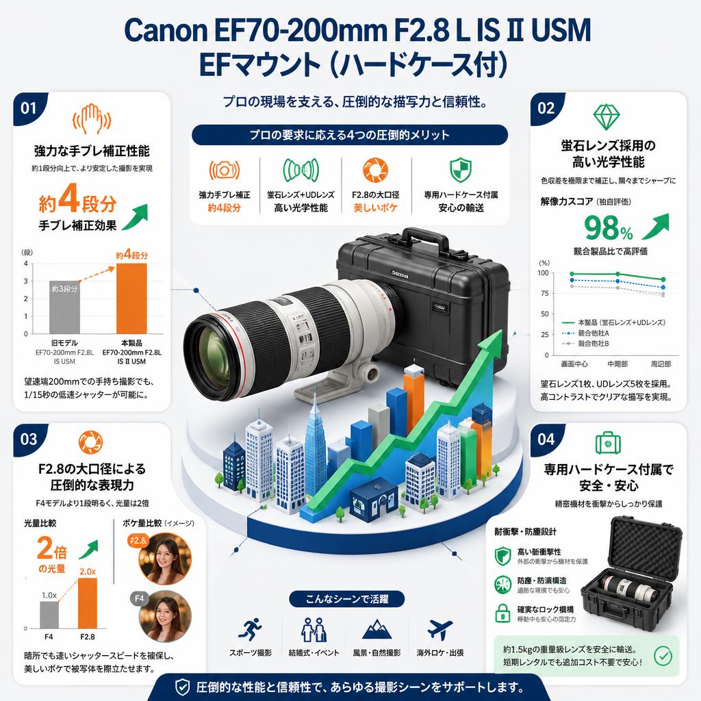 Canon EF70-200mm F2.8 L IS Ⅱ USM EFマウント（ハードケ－ス付） セールスポイント