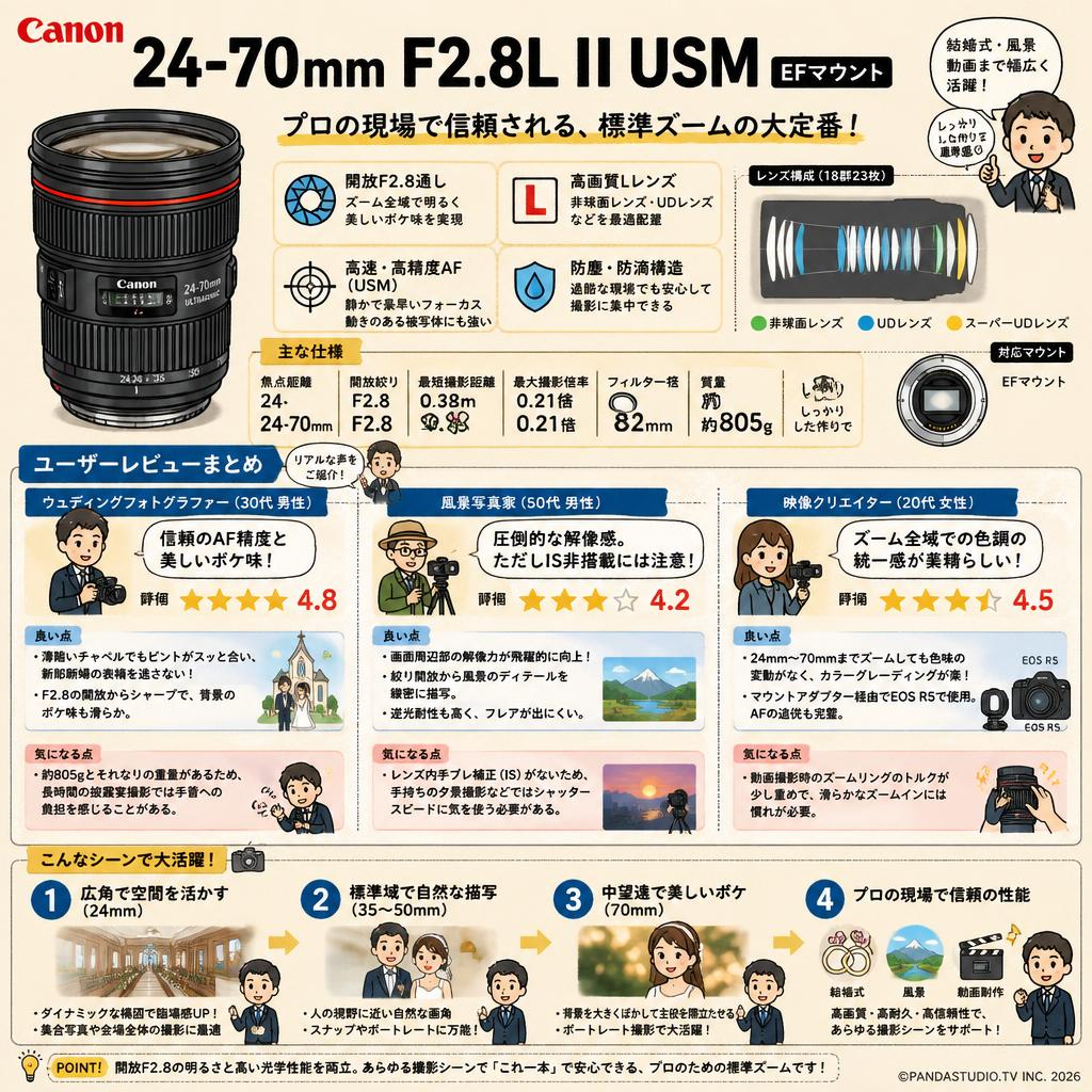 Canon 24-70mm F2.8L II USM  EFマウント インターネット上のお客様の声（評判）