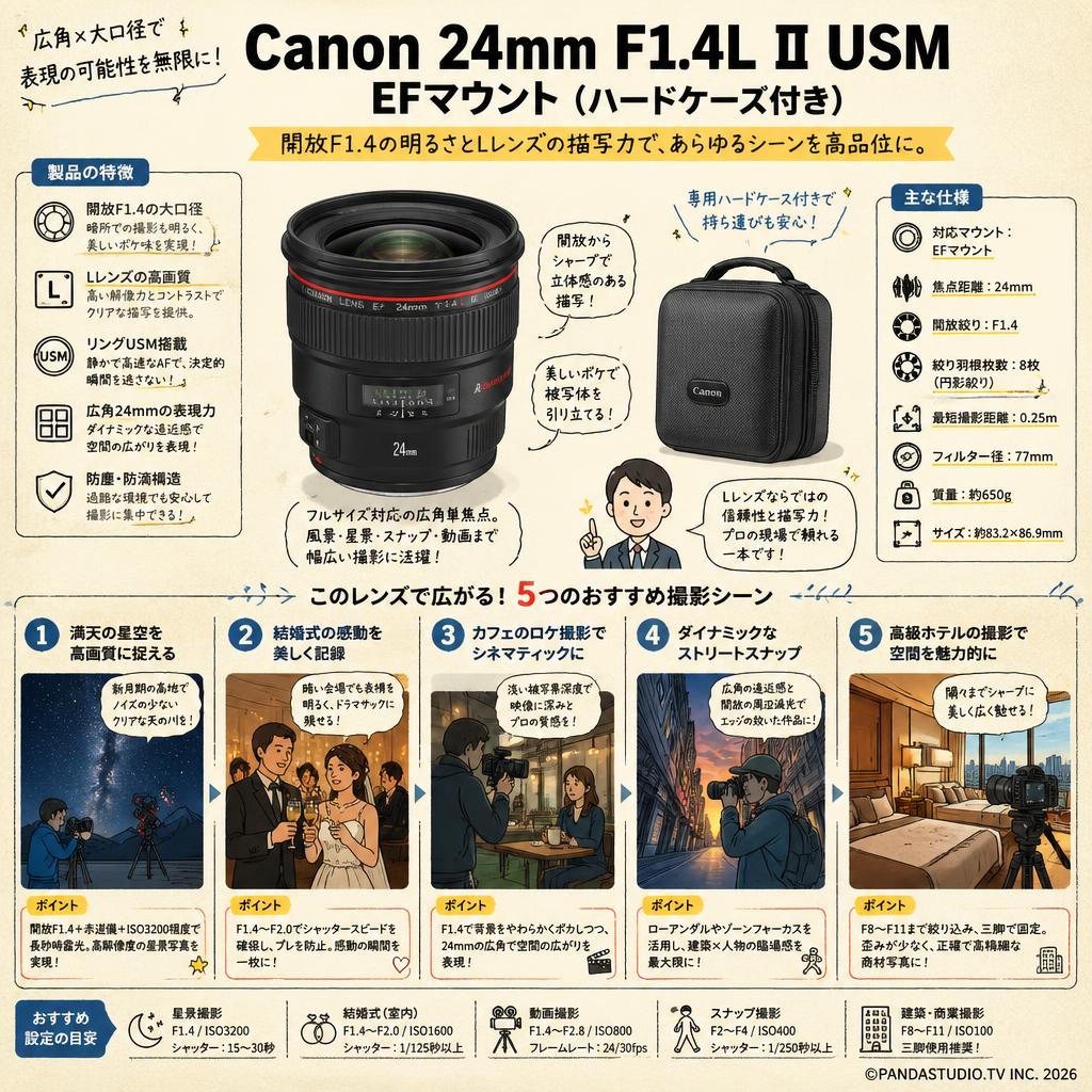 Canon 24mm F1.4L II USM EFマウント(ハードケース付き) 用途