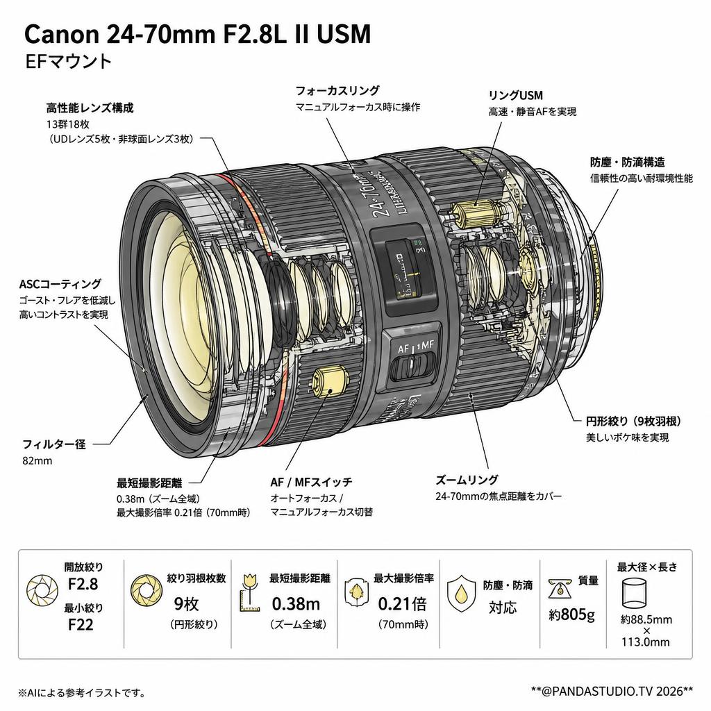 Canon 24-70mm F2.8L II USM  EFマウント スペック