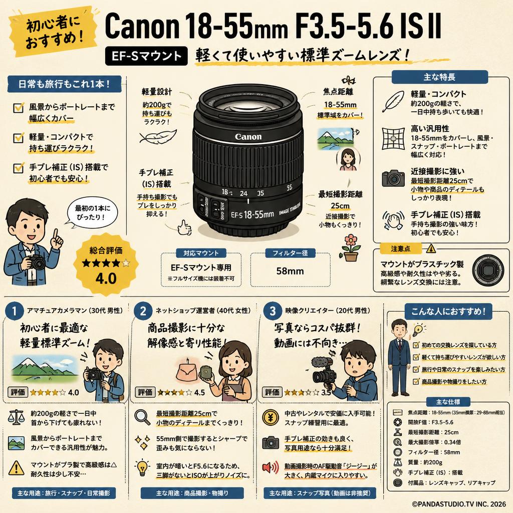 Canon 18-55mm F3.5-5.6 IS II EF-Sマウント インターネット上のお客様の声（評判）