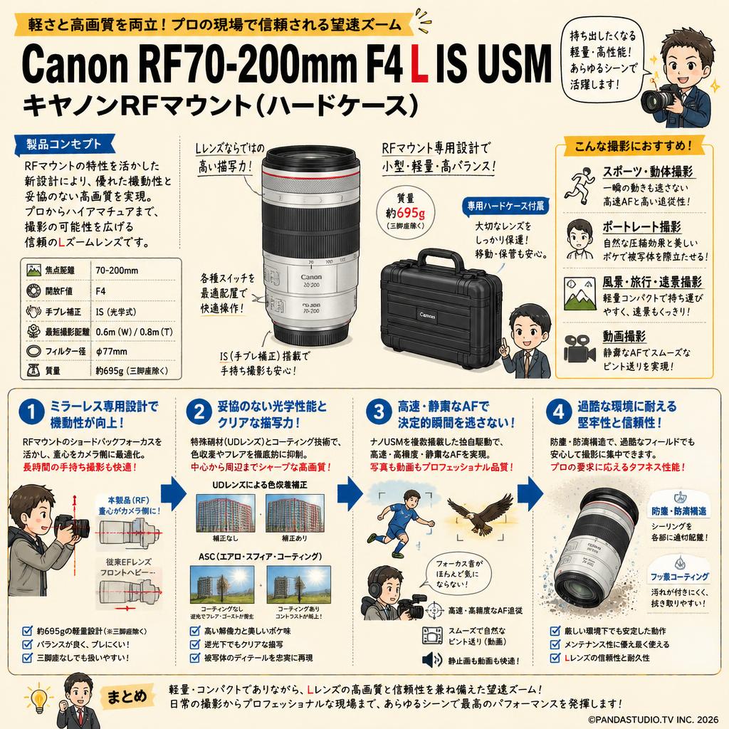 Canon RF70-200mm F4 L IS USMキヤノンRFマウント(ハードケース) 概要