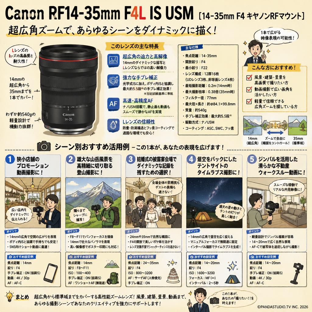 Canon RF14-35mm F4L IS USM [14-35mm F4 キヤノンRFマウント]． 用途