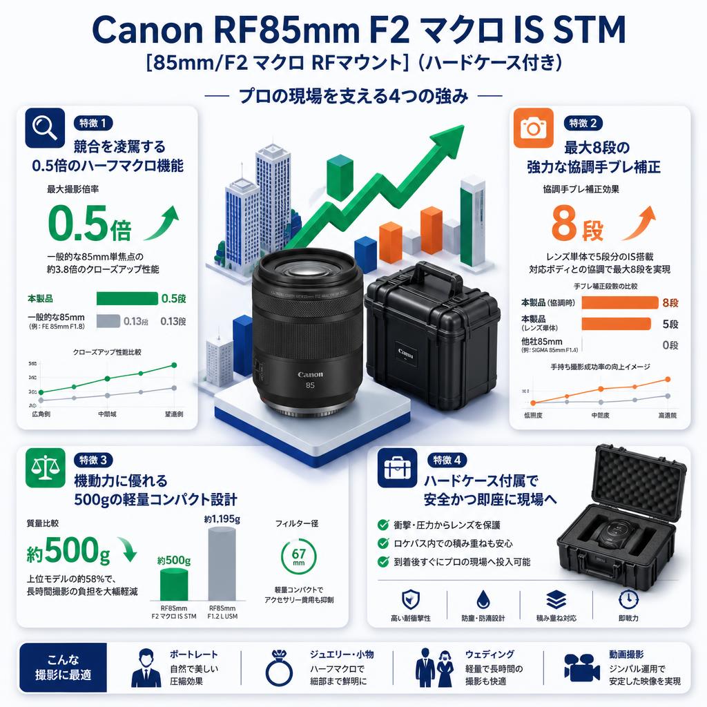 Canon RF85mm F2 マクロ IS STM [85mm/F2 マクロ RFマウント](ハードケース付き) セールスポイント