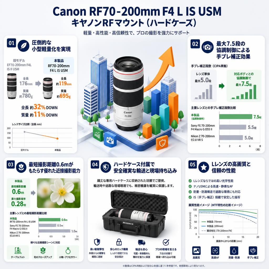 Canon RF70-200mm F4 L IS USMキヤノンRFマウント(ハードケース) セールスポイント