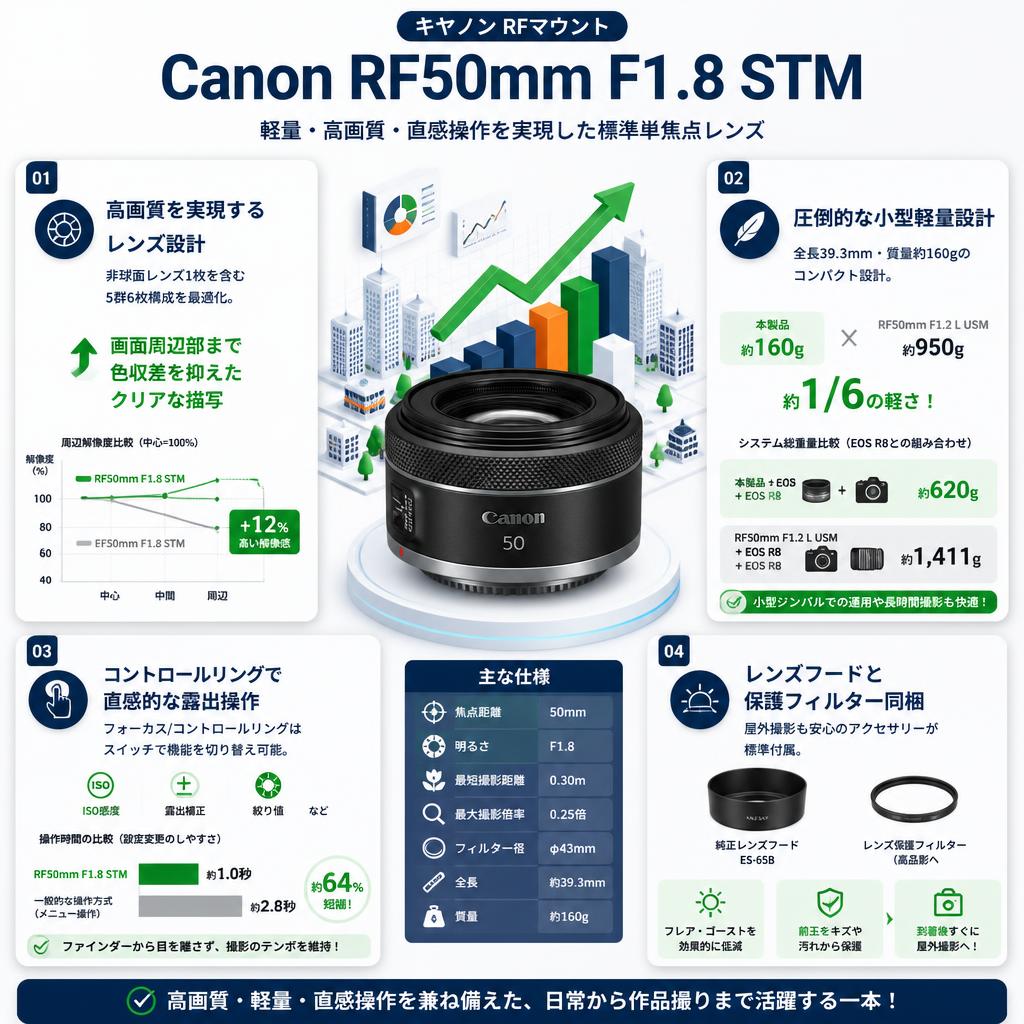 Canon RF50mm F1.8 STM (キヤノンRFマウント) セールスポイント