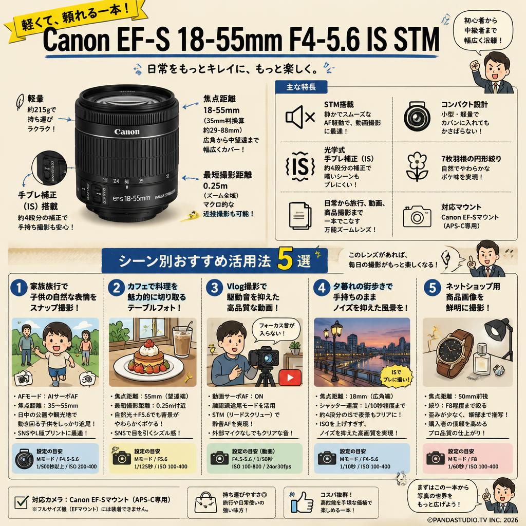 Canon EF-S 18-55mm F4-5.6 IS STM 用途