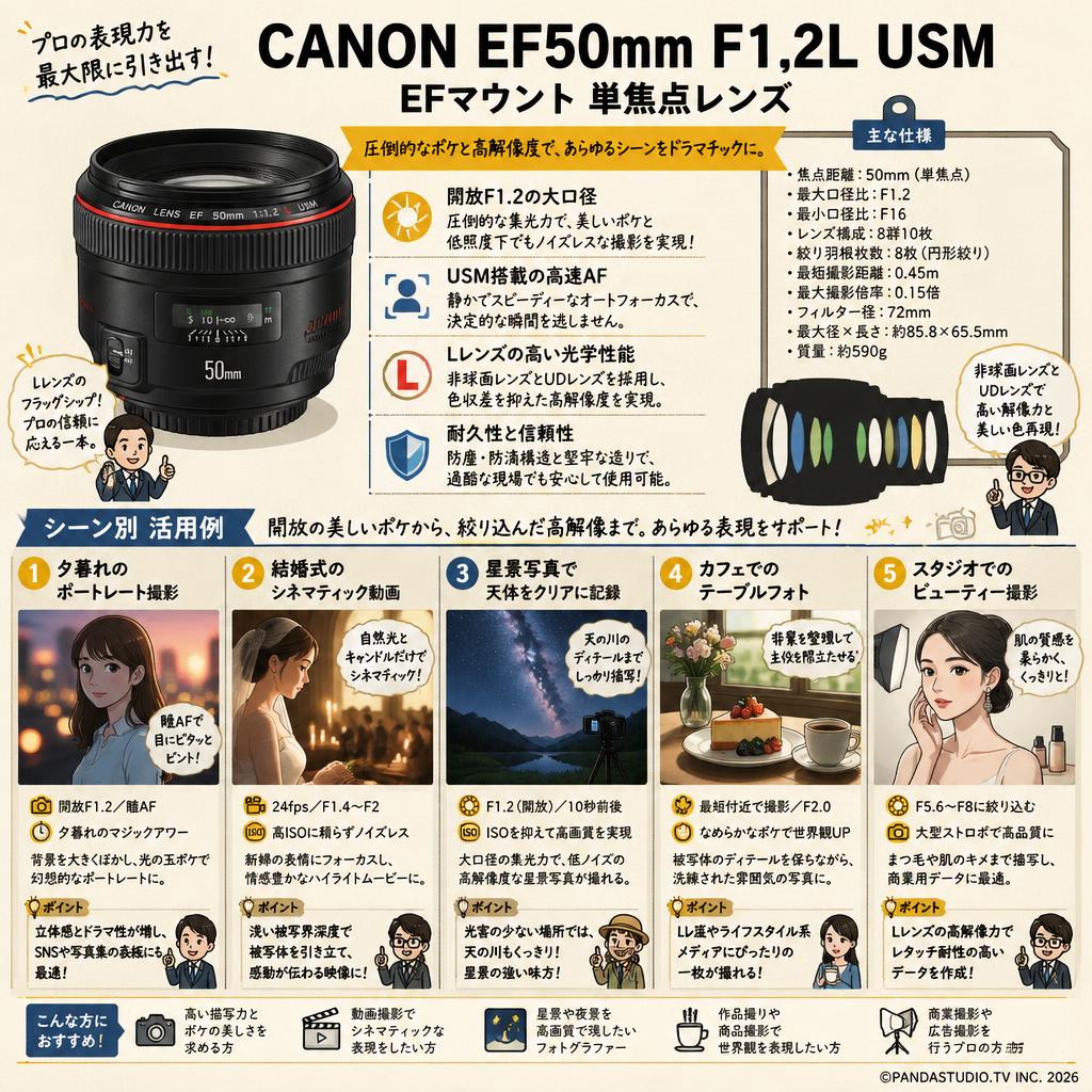 CANON EF50mm F1.2L USM EFマウント 用途