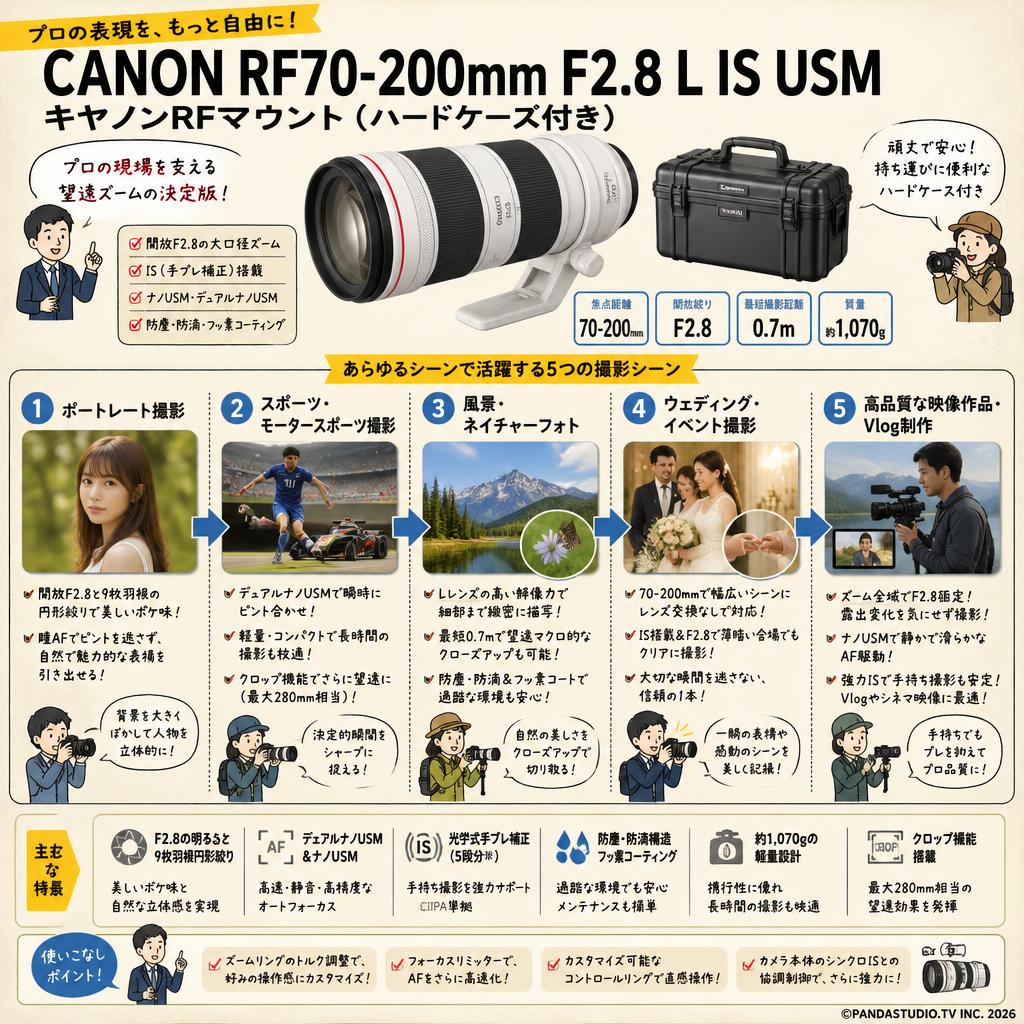 Canon RF70-200mm F2.8 L IS USM キヤノンRFマウント(ハードケース付き) 用途