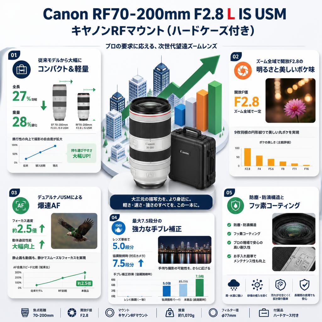 Canon RF70-200mm F2.8 L IS USM キヤノンRFマウント(ハードケース付き) セールスポイント
