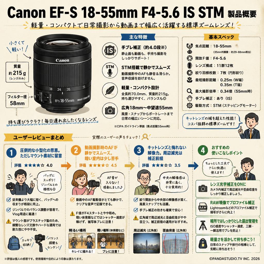 Canon EF-S 18-55mm F4-5.6 IS STM インターネット上のお客様の声（評判）