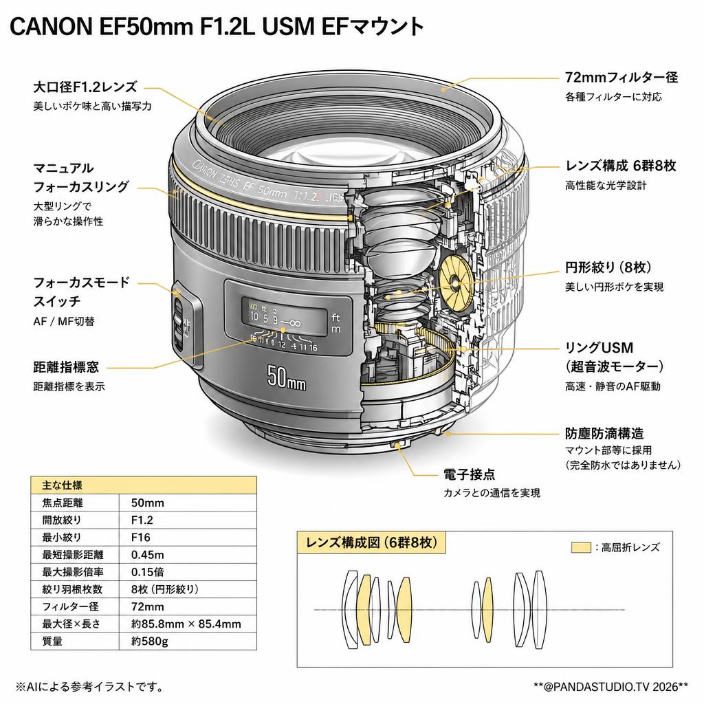 CANON EF50mm F1.2L USM EFマウント スペック