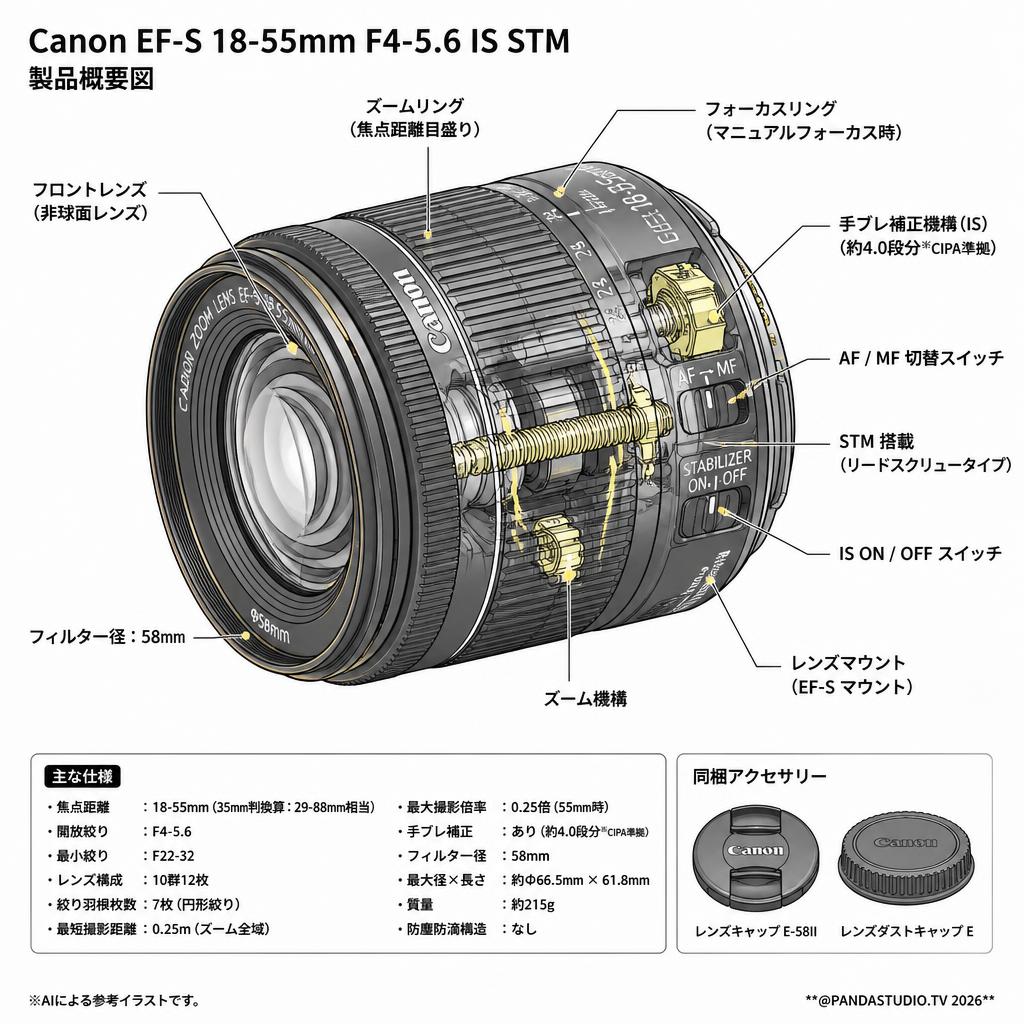 Canon EF-S 18-55mm F4-5.6 IS STM スペック