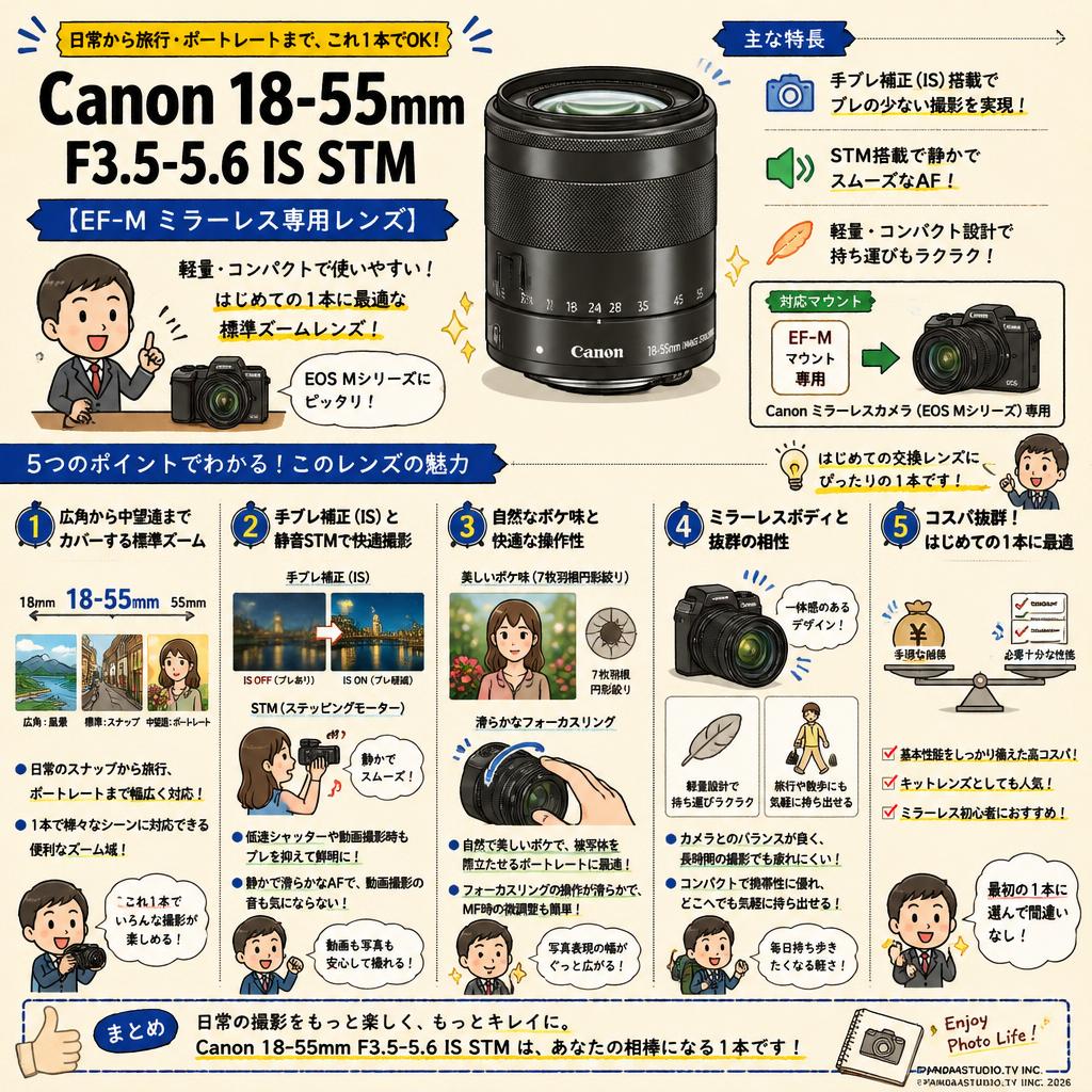 Canon 18-55mm F3.5-5.6 IS STM 【EF-M ミラーレス専用レンズ】 概要